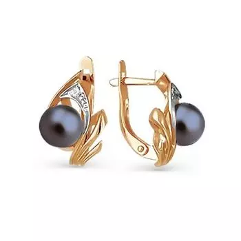 Серьги с жемчугом и фианитами Линии Любви