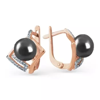 Серьги с жемчугом и фианитами Линии Любви