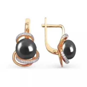 Серьги с жемчугом и фианитами Линии Любви