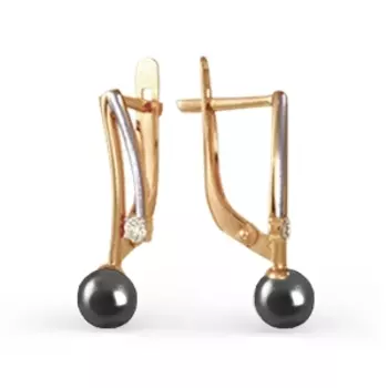 Серьги с жемчугом и фианитами Линии Любви