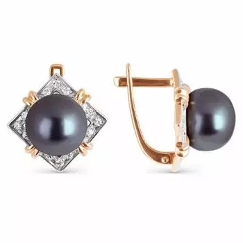 Серьги с жемчугом и фианитами Линии Любви