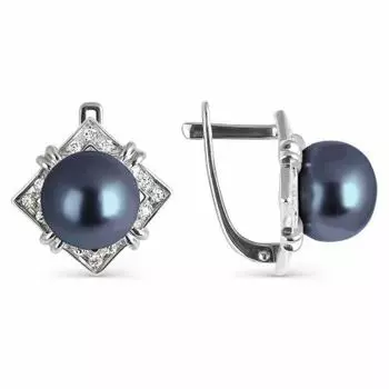 Серьги с жемчугом и фианитами Линии Любви