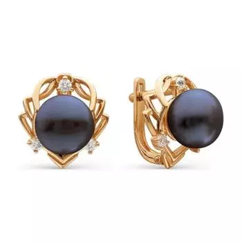 Серьги с жемчугом и фианитами Линии Любви