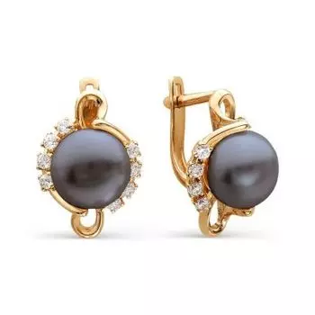 Серьги с жемчугом и фианитами Линии Любви