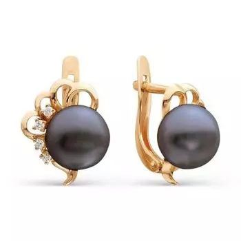 Серьги с жемчугом и фианитами Линии Любви