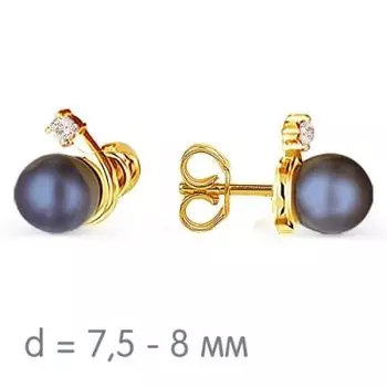 Серьги с жемчугом и фианитами Линии Любви
