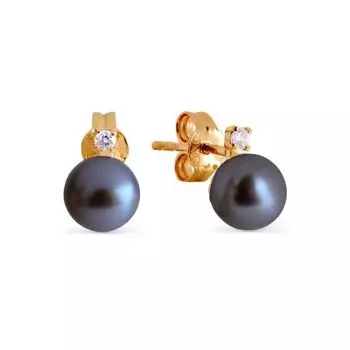 Серьги с жемчугом и фианитами Линии Любви