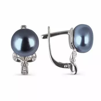 Серьги с жемчугом и фианитами Линии Любви