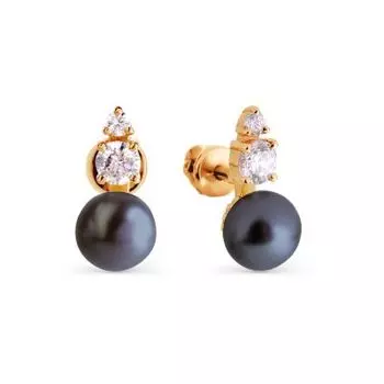 Серьги с жемчугом и фианитами Линии Любви