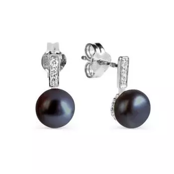 Серьги с жемчугом и фианитами Линии Любви