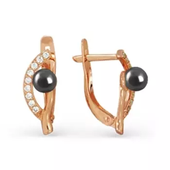 Серьги с жемчугом и фианитами Линии Любви