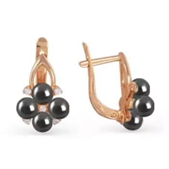 Серьги с жемчугом и фианитами Линии Любви