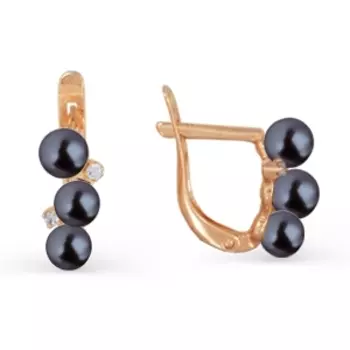 Серьги с жемчугом и фианитами Линии Любви