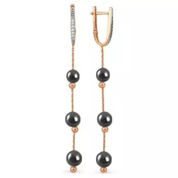 Серьги с жемчугом и фианитами Линии Любви