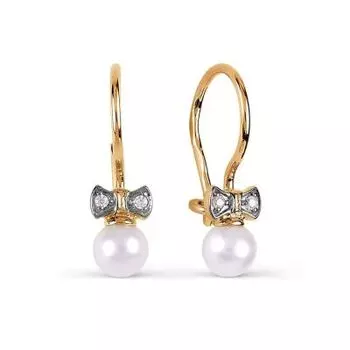 Серьги с жемчугом и фианитами Линии Любви