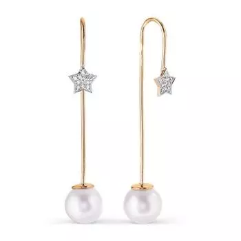 Серьги с жемчугом и фианитами Линии Любви