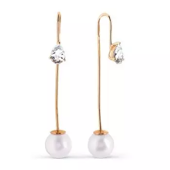 Серьги с жемчугом и фианитами Линии Любви
