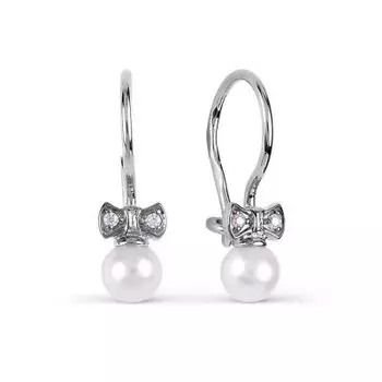 Серьги с жемчугом и фианитами Линии Любви