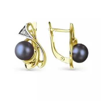 Серьги с жемчугом и фианитами Линии Любви