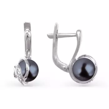 Серьги с жемчугом и фианитами Линии Любви