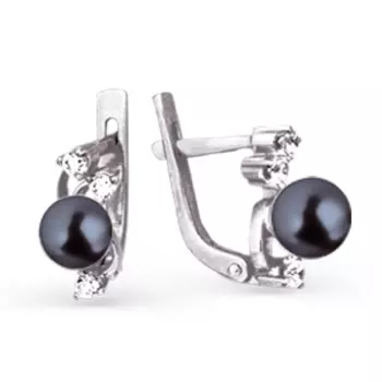 Серьги с жемчугом и фианитами Линии Любви