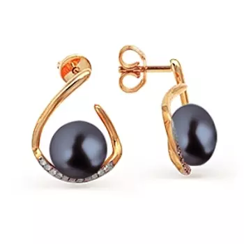 Серьги с жемчугом и фианитами Линии Любви