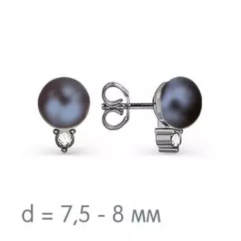 Серьги с жемчугом и фианитами Линии Любви