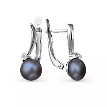 Серьги с жемчугом и фианитами Линии Любви