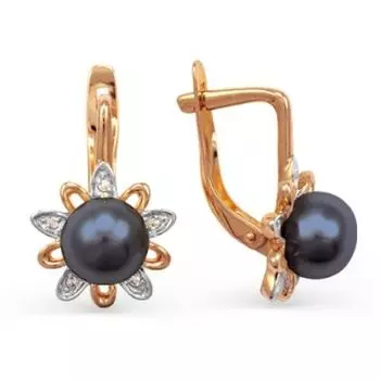 Серьги с жемчугом и фианитами Линии Любви