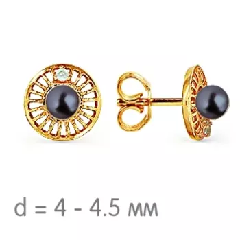 Серьги с жемчугом и фианитами Линии Любви