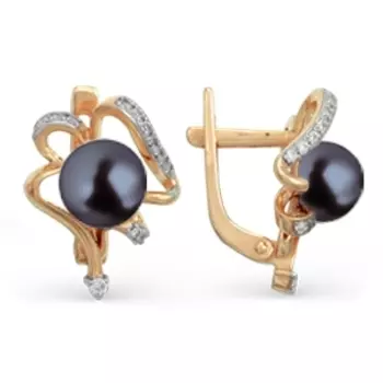 Серьги с жемчугом и фианитами Линии Любви