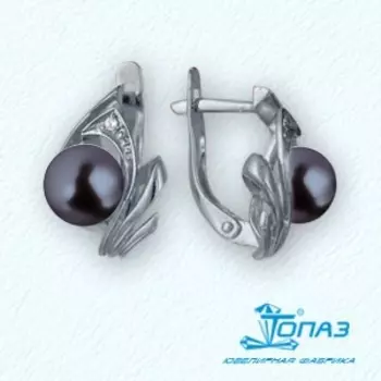 Серьги с жемчугом и фианитами Линии Любви