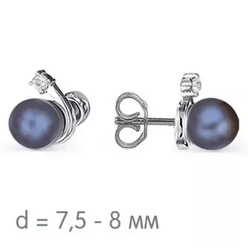 Серьги с жемчугом и фианитами Линии Любви