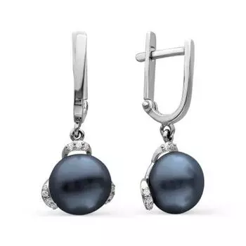 Серьги с жемчугом и фианитами Линии Любви