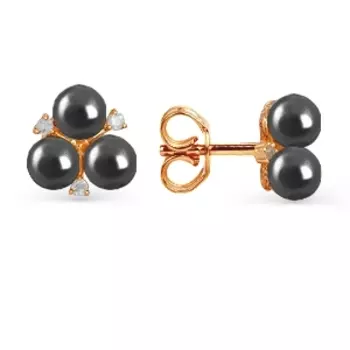 Серьги с жемчугом и фианитами Линии Любви