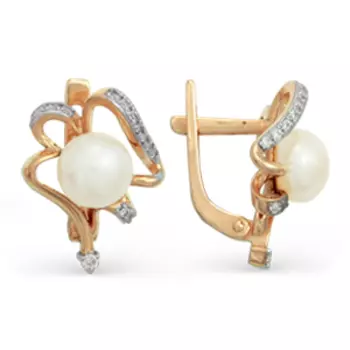 Серьги с жемчугом и фианитами Линии Любви