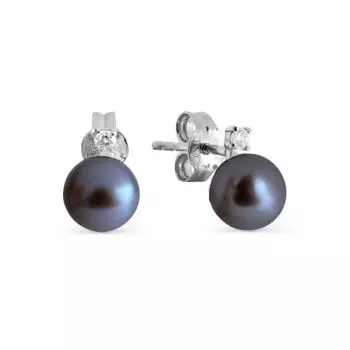 Серьги с жемчугом и фианитами Линии Любви