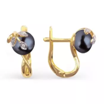 Серьги с жемчугом и фианитами Линии Любви