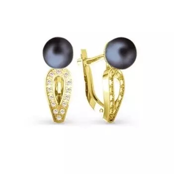 Серьги с жемчугом и фианитами Линии Любви