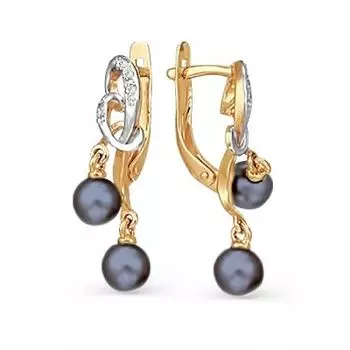 Серьги с жемчугом и фианитами Линии Любви