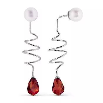 Серьги с жемчугом и гранатами Линии Любви