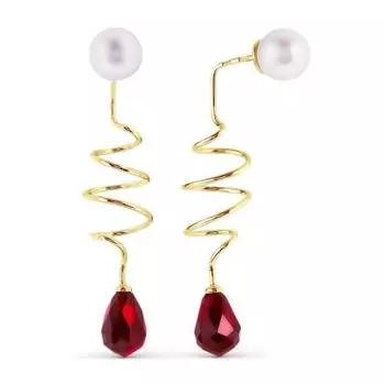 Серьги с жемчугом и гранатами Линии Любви