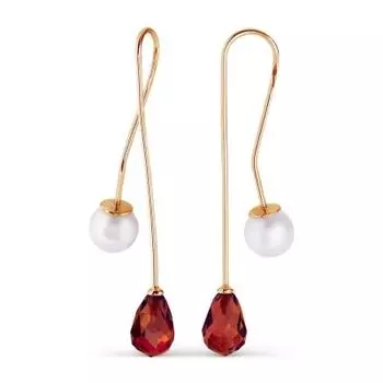 Серьги с жемчугом и гранатами Линии Любви