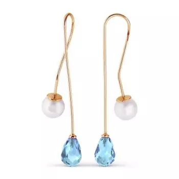 Серьги с жемчугом и топазами Линии Любви