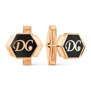 Запонки с эмалью и фианитами Линии Любви