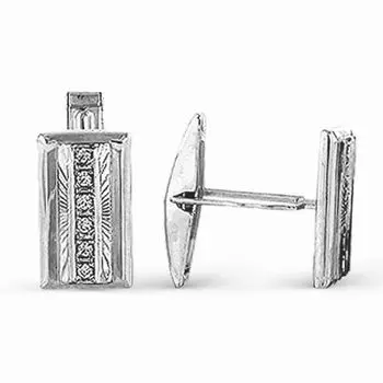 Запонки с фианитами Линии Любви