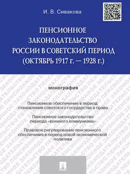 Пенсионное законодательство России в советский период (октябрь 1917 г. – 1928 г.). Монография