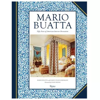 2010s Illustrated Faux Leather Book, Mario Buatta - Fifty Years of American Interior Decoration