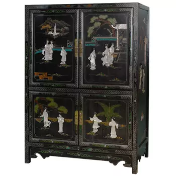 Антиквариат китайский шкаф Chinese Cabinet Pearl Black создан в начале прошлого века