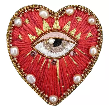 Авторская Брошь Красное Сердце Red Heart
